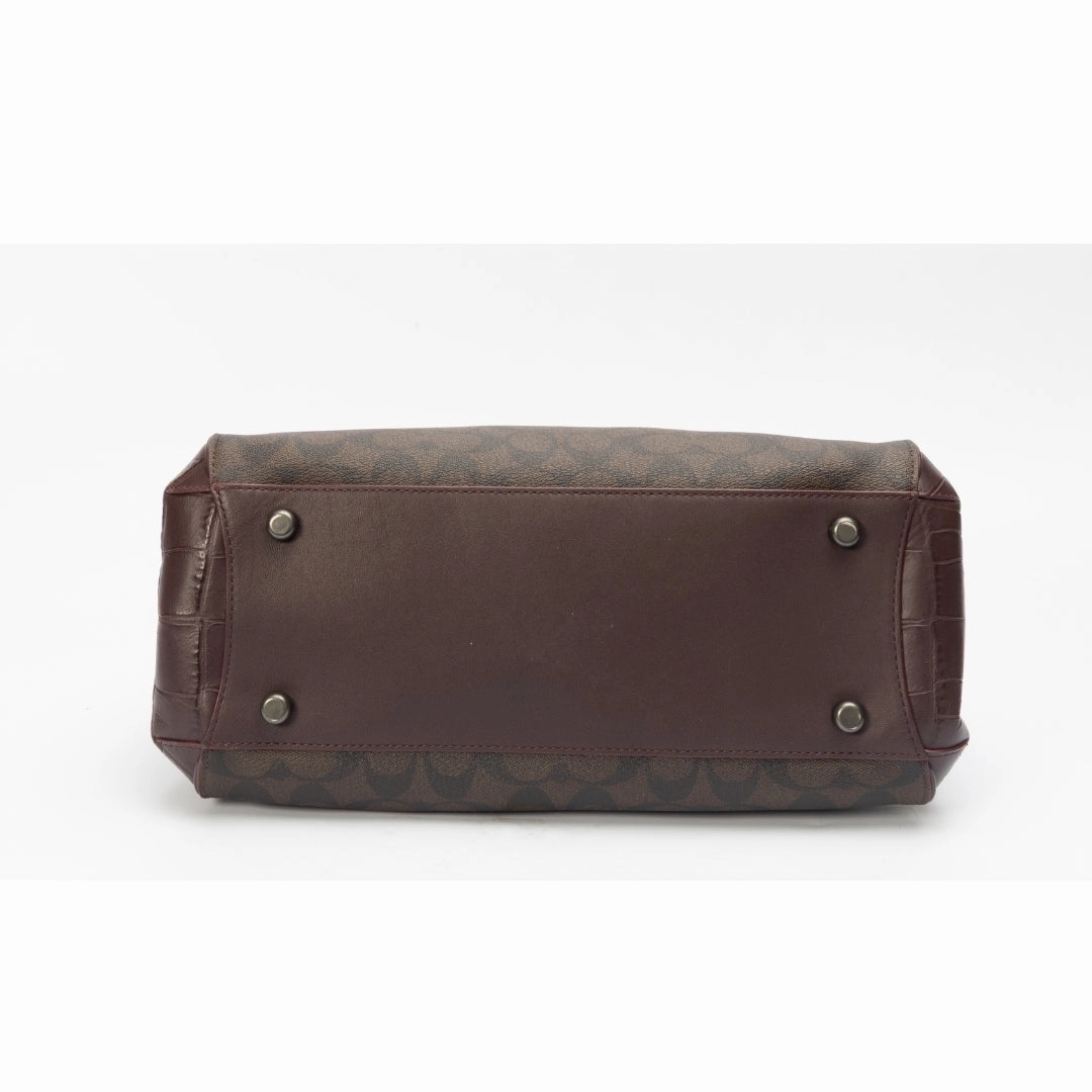Coach Croc Embossed Leather Sage Carryall Satchel