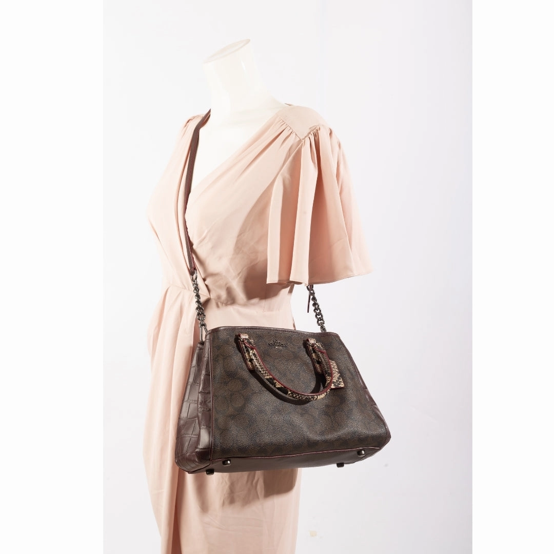 Coach Croc Embossed Leather Sage Carryall Satchel