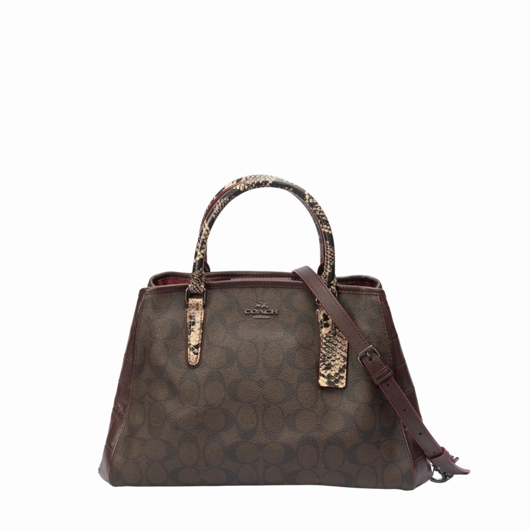 Coach Croc Embossed Leather Sage Carryall Satchel