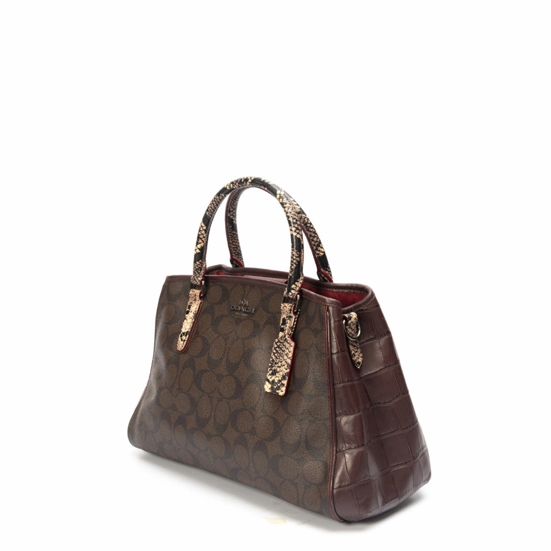 Coach Croc Embossed Leather Sage Carryall Satchel