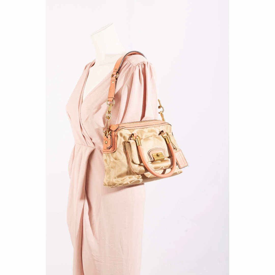 Coach Signature Canvas and Leather Buckle Satchel