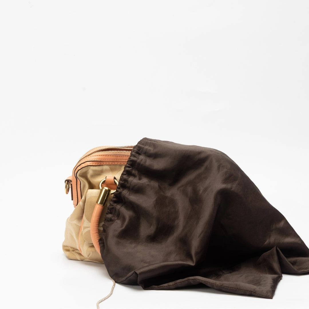 Coach Signature Canvas and Leather Buckle Satchel