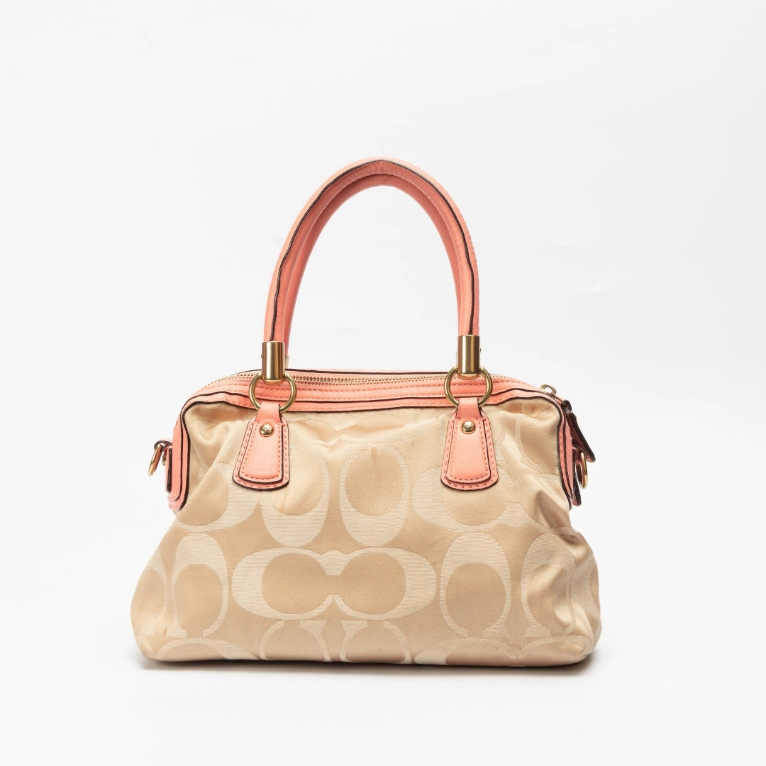 Coach Signature Canvas and Leather Buckle Satchel