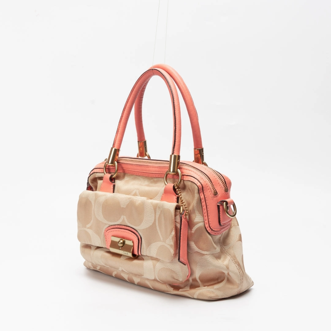 Coach Signature Canvas and Leather Buckle Satchel