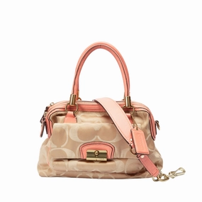 Coach Signature Canvas and Leather Buckle Satchel