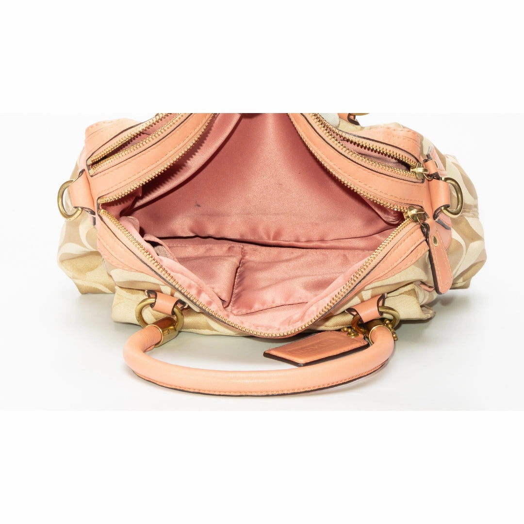 Coach Signature Canvas and Leather Buckle Satchel
