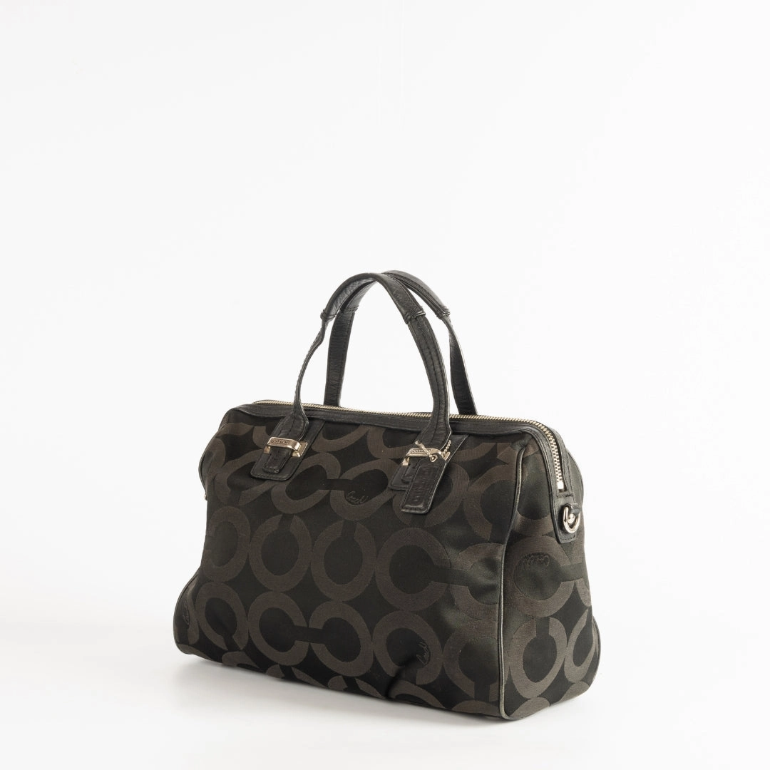 Coach Taylor Op Art Black Canvas Satchel