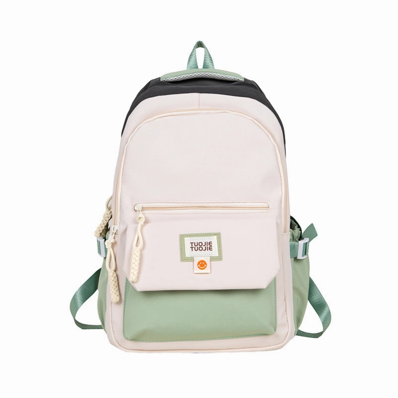 Contrast color large capacity schoolbag, student backpack