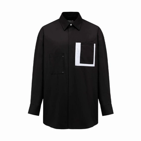Contrast Patched Pocket Shirt 'Black'