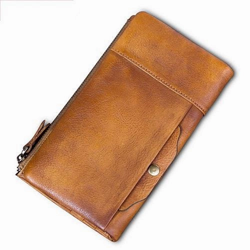 Cool Brown Mens Leather Bifold Long Wallet Vintage Coffee Long Multi Cards Wallet for Men