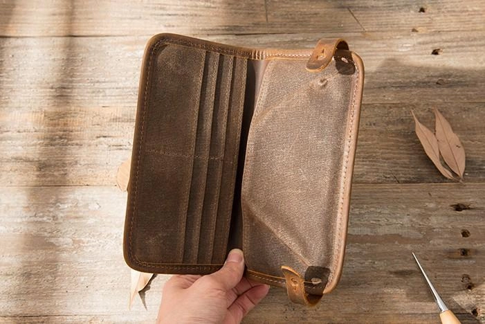 Cool Canvas Leather Mens Bifold Long Wallet Long Wallet for Men