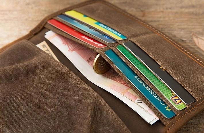 Cool Canvas Leather Mens Bifold Long Wallet Long Wallet for Men
