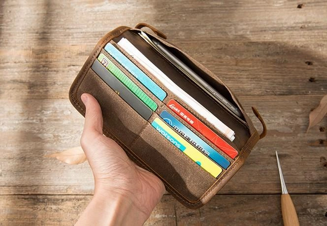 Cool Canvas Leather Mens Bifold Long Wallet Long Wallet for Men