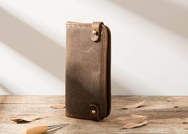 Cool Canvas Leather Mens Bifold Long Wallet Long Wallet for Men