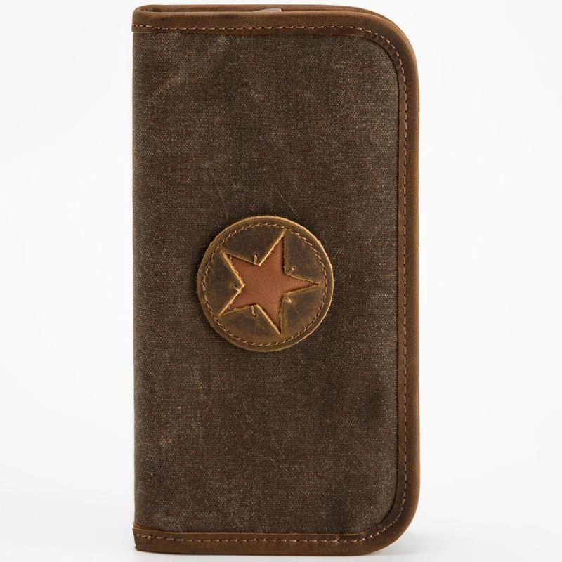Cool Canvas Leather Mens Bifold Long Wallet Zipper Long Wallet for Men