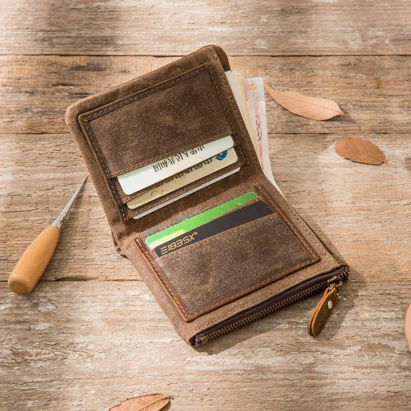 Cool Canvas Mens Small Wallet Bifold Vintage billfold Wallets for Men