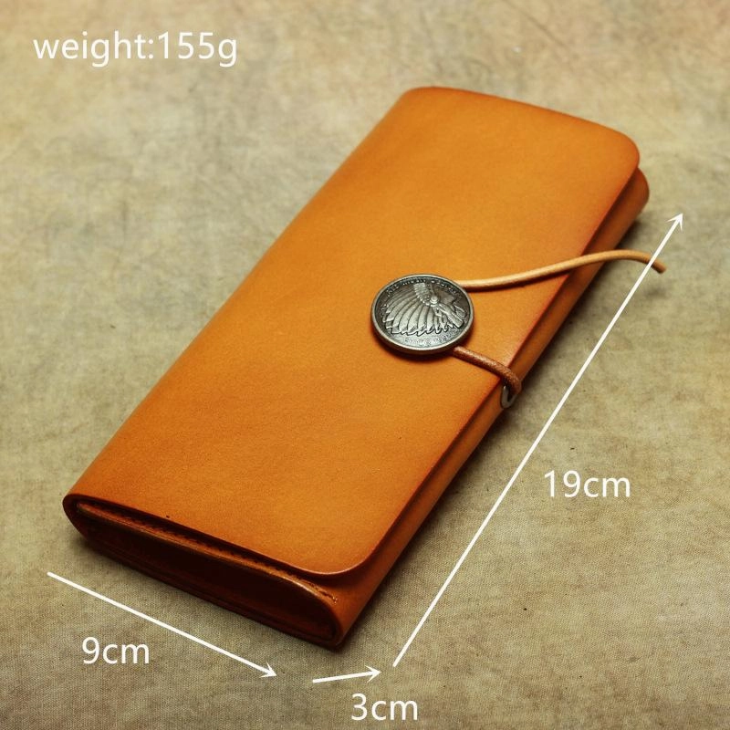 Cool Handmade Leather Men's Envelope Long Wallet Vintage Long Wallet For Men