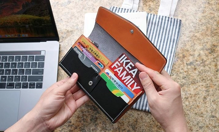 Cool Handmade Mens Leather Long Wallet Envelope Long Bifold Wallet for Men