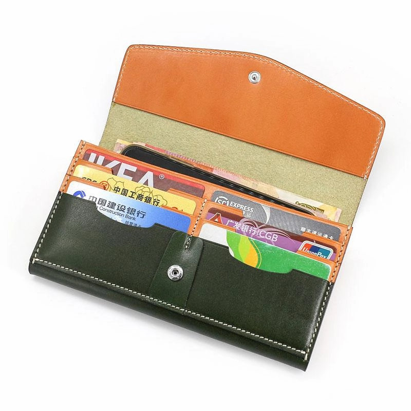 Cool Handmade Mens Leather Long Wallet Envelope Long Bifold Wallet for Men