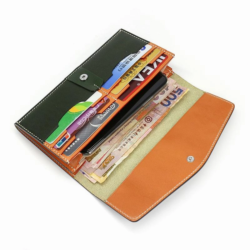Cool Handmade Mens Leather Long Wallet Envelope Long Bifold Wallet for Men