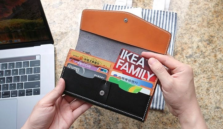 Cool Handmade Mens Leather Long Wallet Envelope Long Bifold Wallet for Men