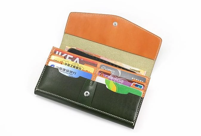 Cool Handmade Mens Leather Long Wallet Envelope Long Bifold Wallet for Men