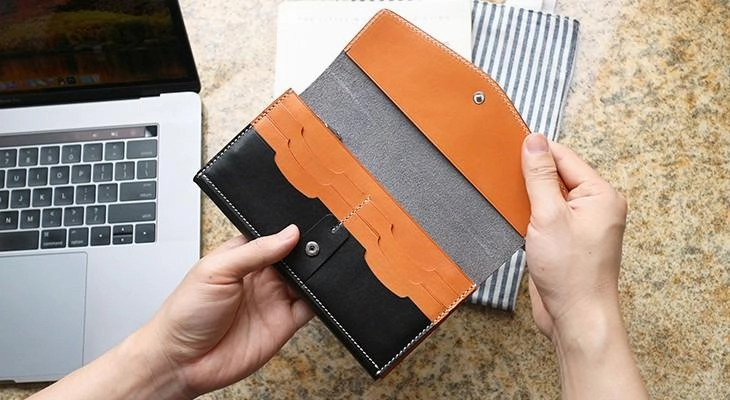 Cool Handmade Mens Leather Long Wallet Envelope Long Bifold Wallet for Men