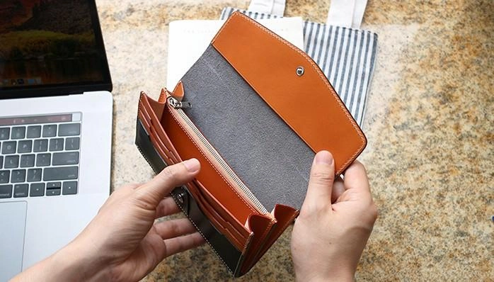 Cool Handmade Mens Leather Long Wallet Envelope Long Bifold Wallet for Men