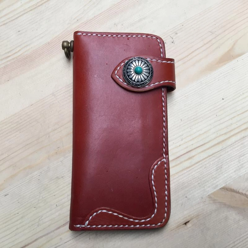 Cool Leather Mens Biker Chain Wallet Handmade Long Biker Wallet with Chain