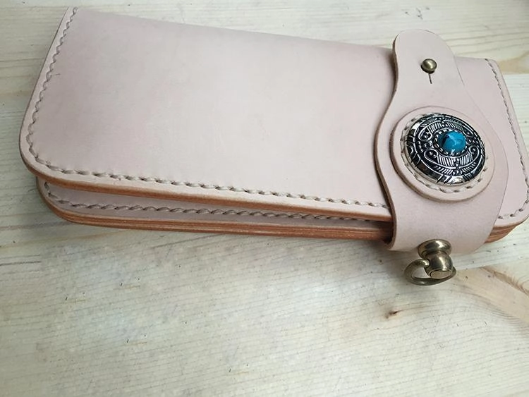 Cool Leather Mens Biker Chain Wallet Handmade Long Biker Wallet with Chain