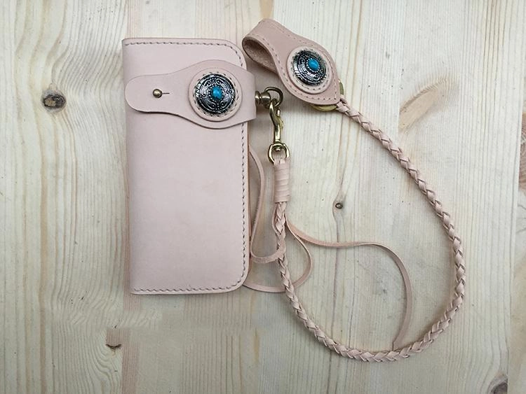 Cool Leather Mens Biker Chain Wallet Handmade Long Biker Wallet with Chain