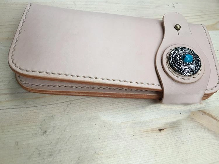 Cool Leather Mens Biker Chain Wallet Handmade Long Biker Wallet with Chain