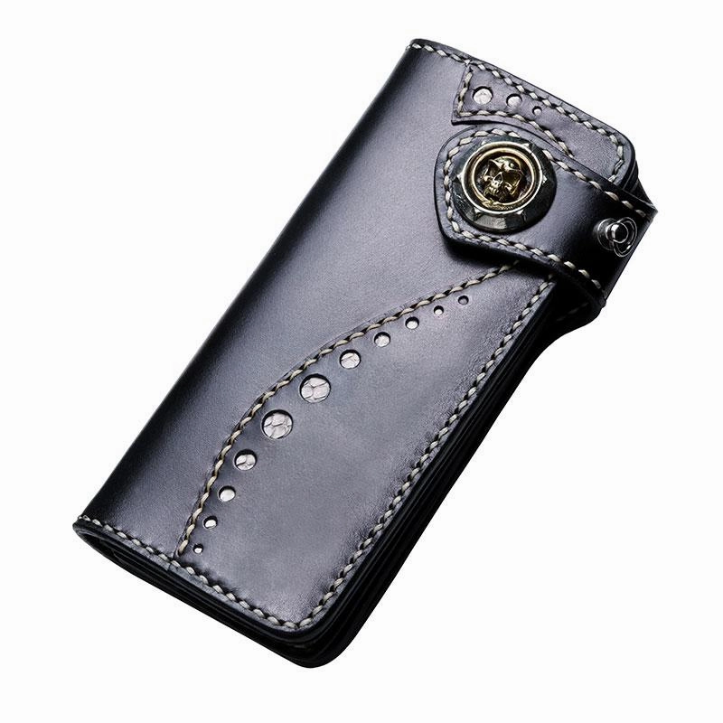 Cool Leather Mens Biker Chain Wallet Leather Biker Wallets Long Chain Wallet for Men