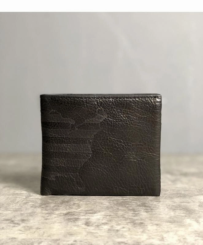Cool Leather Mens Black Bifold billfold Wallets Small Wallet U.S. Map Wallets Front Pocket Wallet for Men
