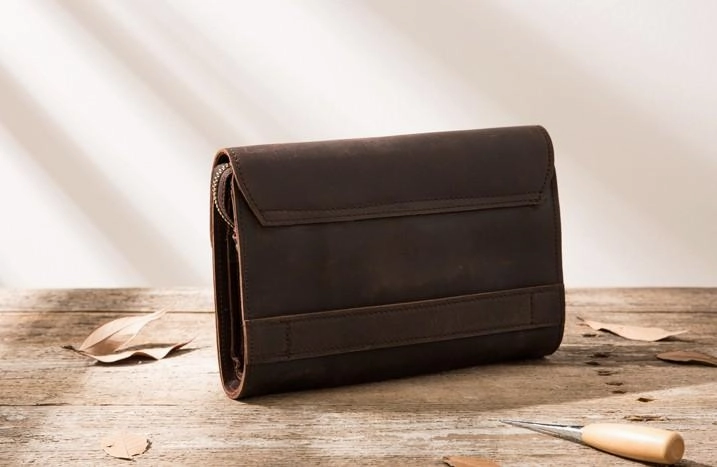 Cool Leather Mens Large Long Zipper Clutch Wallet Long Wallet for Men