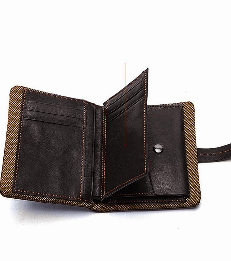 Cool Leather Mens Small Wallet billfold Brown Bifold Wallet Black Multi-card Front Pocket Wallet for Men