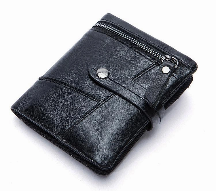 Cool Leather Mens Small Wallet billfold Brown Bifold Wallet Black Multi-card Front Pocket Wallet for Men