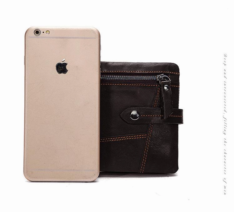 Cool Leather Mens Small Wallet billfold Brown Bifold Wallet Black Multi-card Front Pocket Wallet for Men