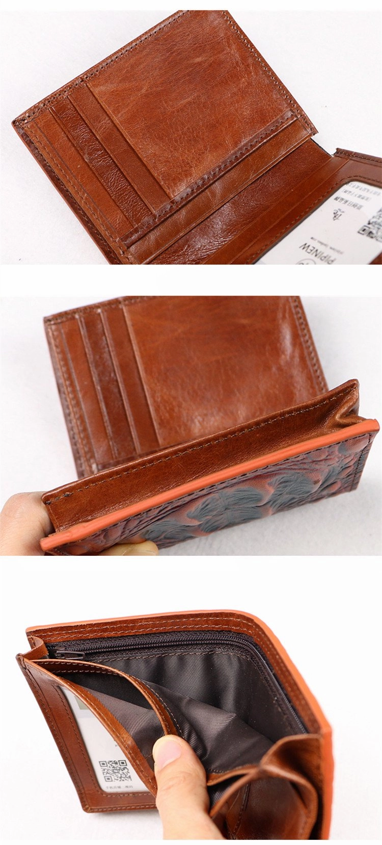 Cool Vertical Dark Brown Leather Mens billfold Wallet Bifold Small Wallet Front Pocket Wallet For Men