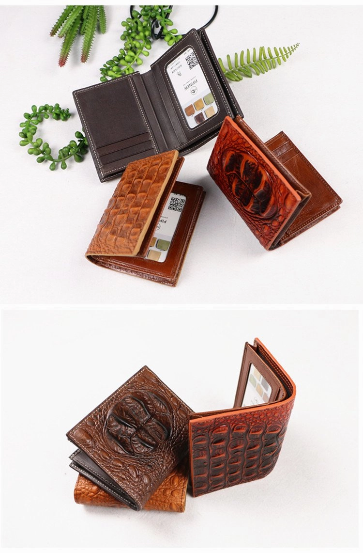 Cool Vertical Dark Brown Leather Mens billfold Wallet Bifold Small Wallet Front Pocket Wallet For Men