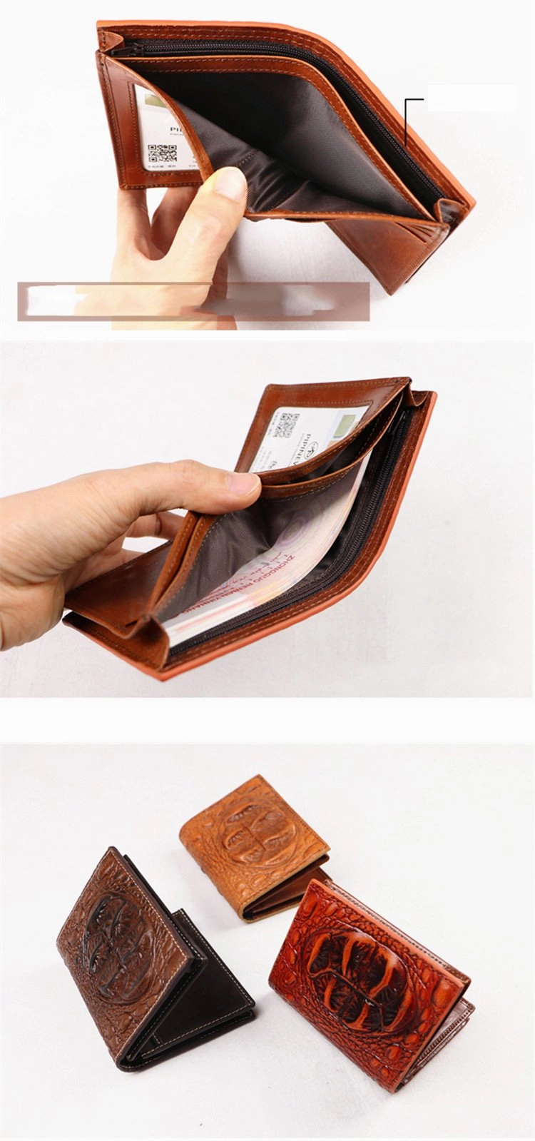 Cool Vertical Dark Brown Leather Mens billfold Wallet Bifold Small Wallet Front Pocket Wallet For Men