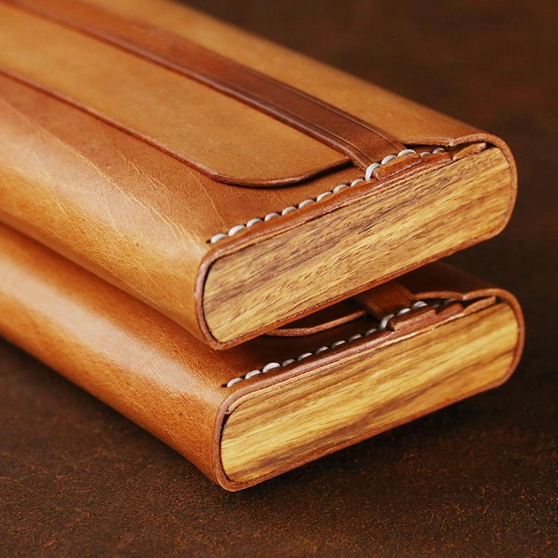 Cool Wooden Brown Leather Mens Long Wallet Brown Long Wallet for Men
