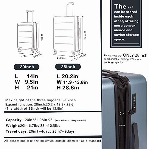 COOLIFE Luggage Suitcase Piece Set Carry On ABS PC Spinner Trolley with pocket Compartmnet Weekend Bag (Sakura pink, 2-piece Set)