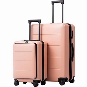 COOLIFE Luggage Suitcase Piece Set Carry On ABS PC Spinner Trolley with pocket Compartmnet Weekend Bag (Sakura pink, 2-piece Set)