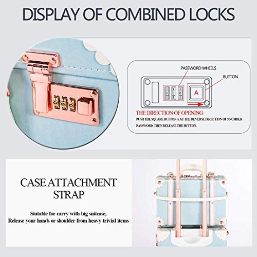 COTRUNKAGE 24 Inch Large Vintage Luggage Set 2 Pieces Rolling Suitcases for Women (13" & 24", Sky Blue)
