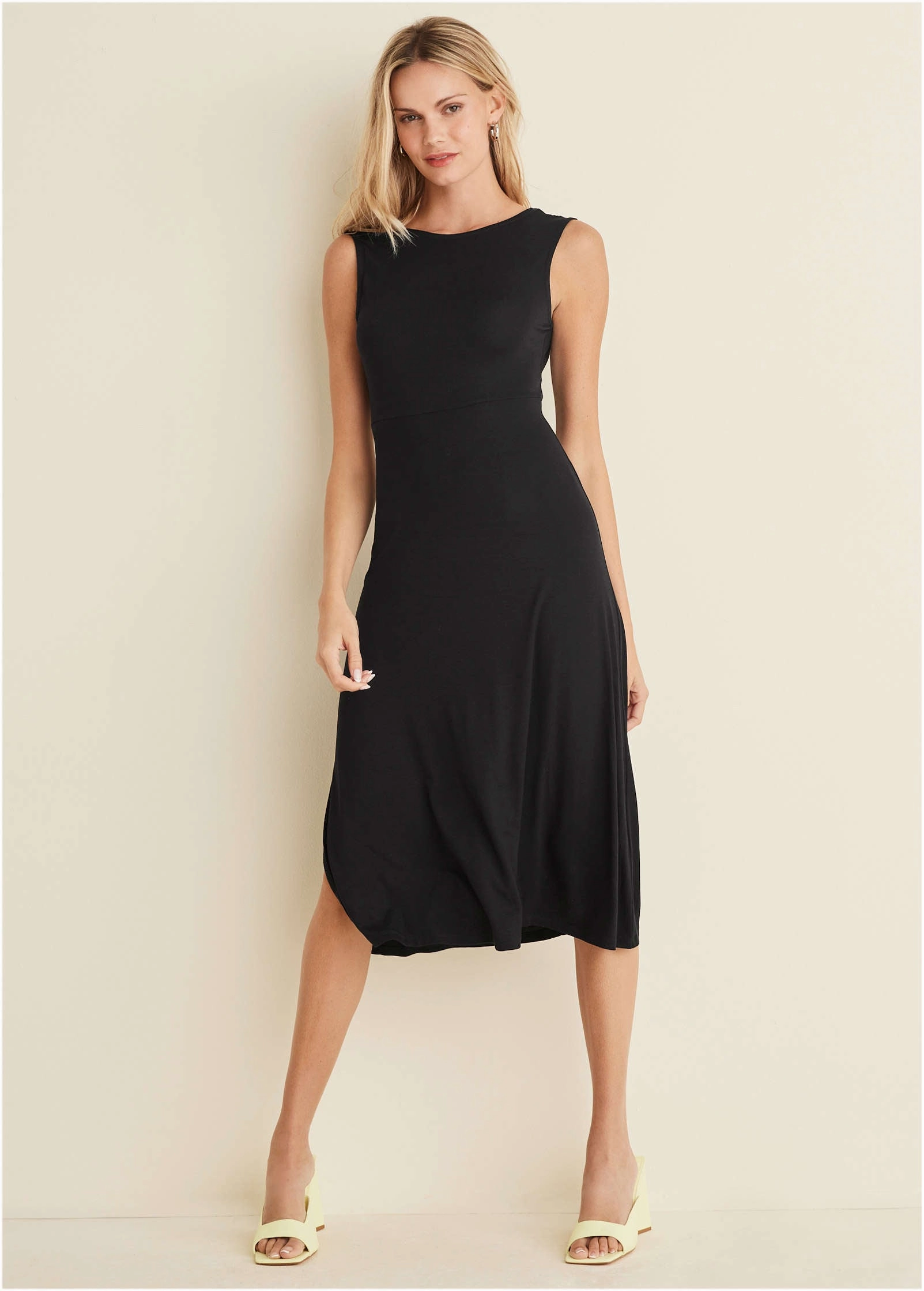 Crochet Back Midi Dress - Black