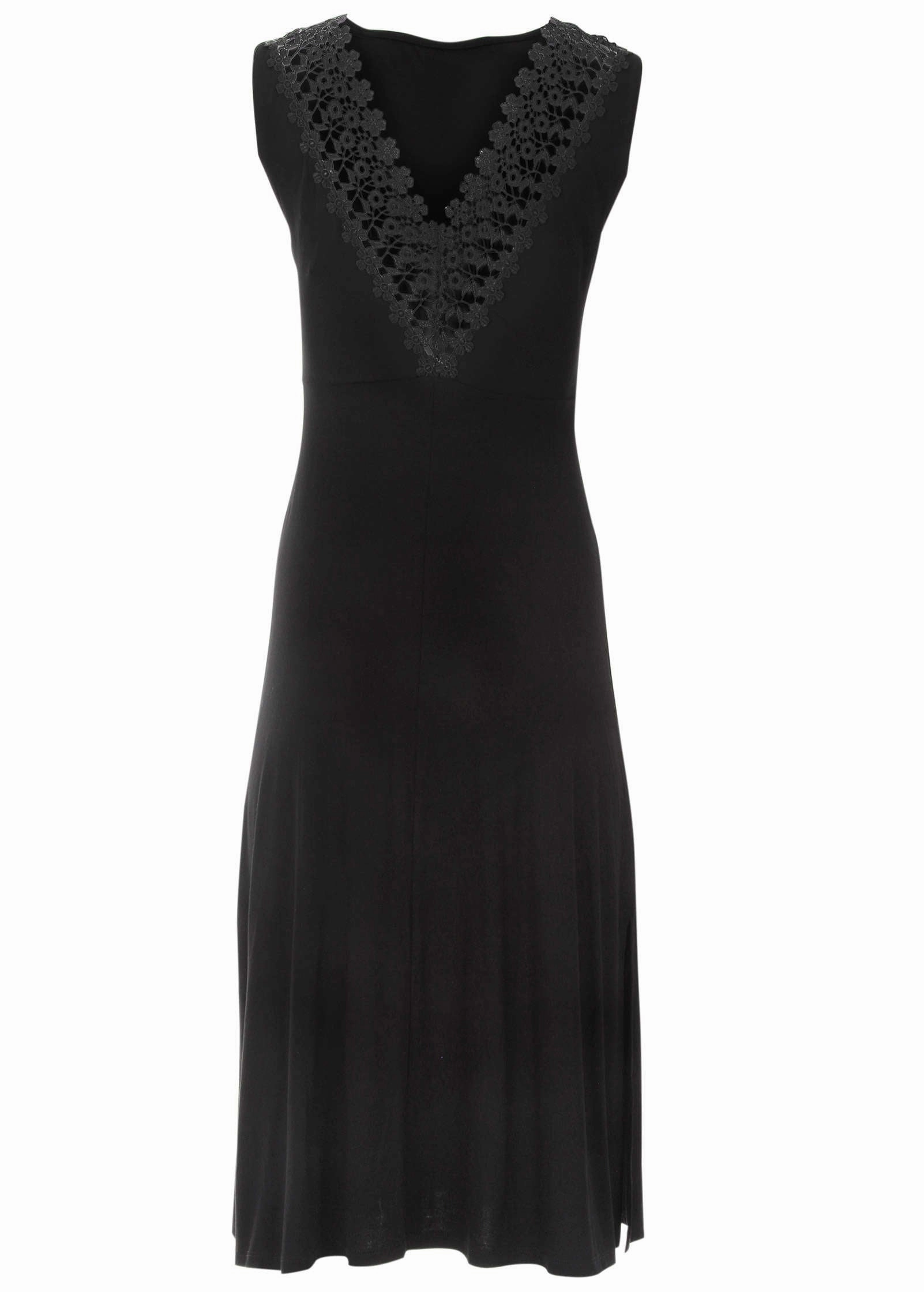 Crochet Back Midi Dress - Black