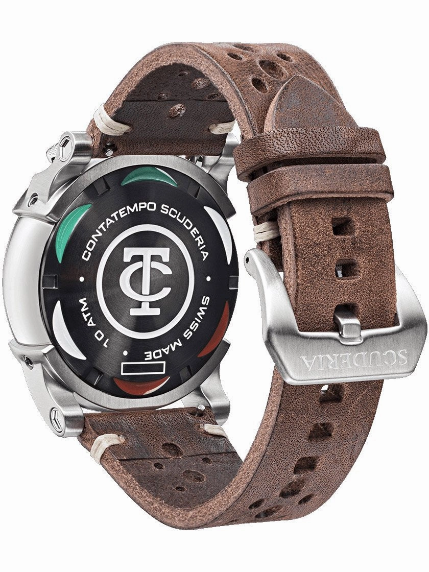 CT Scuderia BULLET HEAD CHEQUERED FLAG Brown Swiss Made Mens Watch CWEH00119