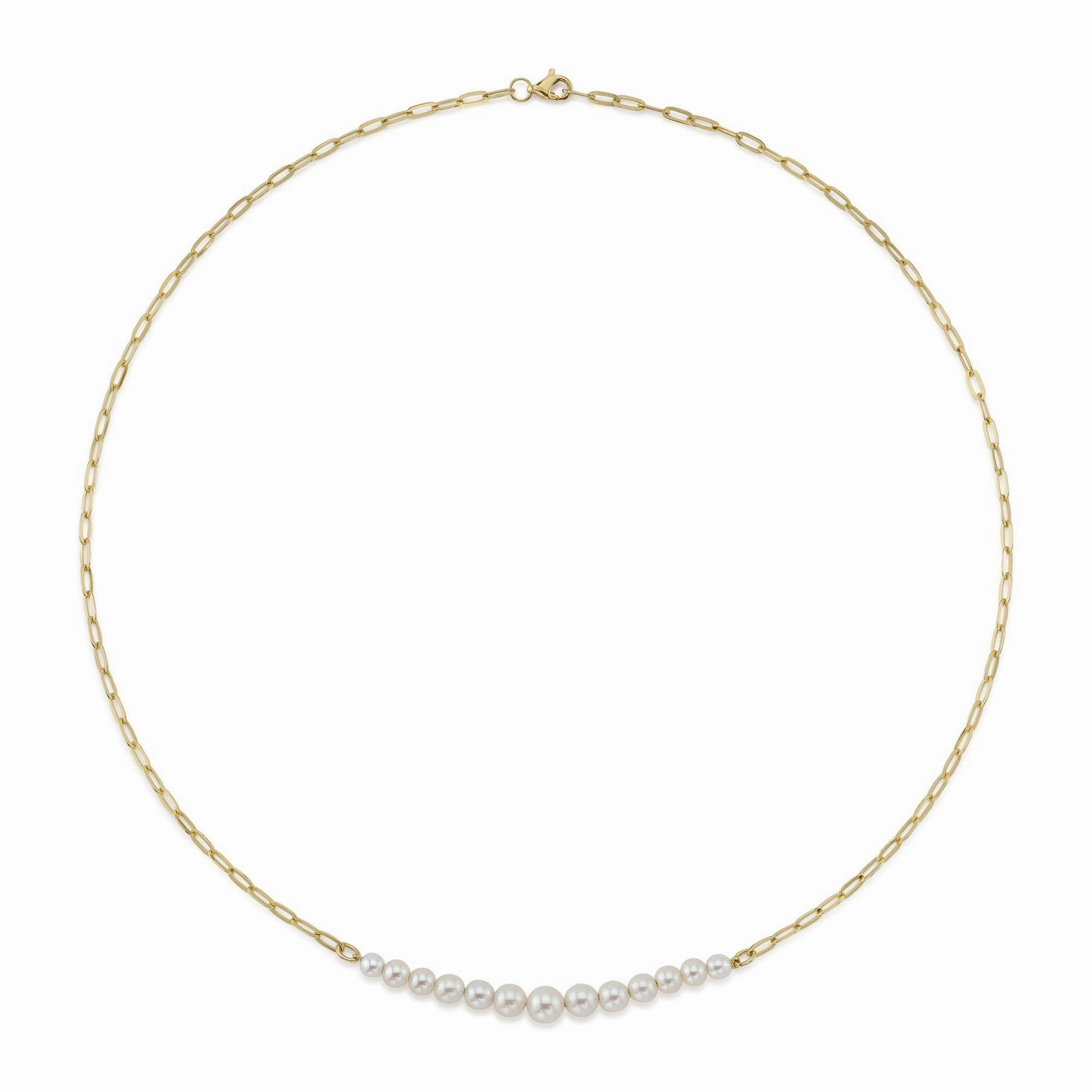 CULTURED PEARL PAPER CLIP LINK NECKLACE