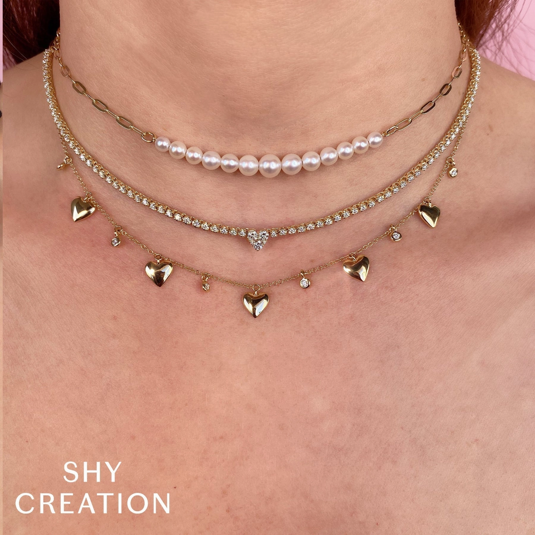 CULTURED PEARL PAPER CLIP LINK NECKLACE